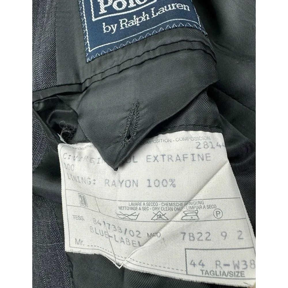 Vintage Polo Ralph Lauren Blazer Sport Coat Virgin‎ Wool Italy Made Size 44R